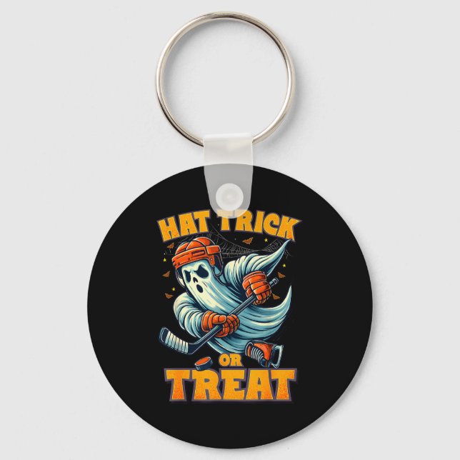 Funny Ghost Ice Hockey Player Halloween Costume Me Key Ring (Front)