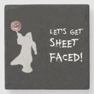 Funny Ghost Jack O Lantern Halloween Stone Coaster