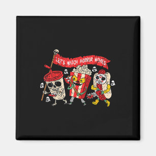Funny Ghost Lets Watch Horror Movies Halloween Ske Magnet