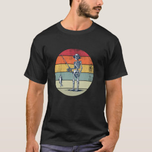 Funny Ghost Men Skeleton Fishing Lover Skull Vinta T-Shirt