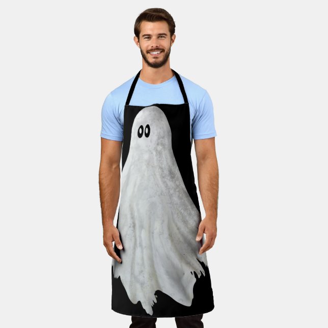 Funny Ghost Of Halloween Past Drawing Apron (Worn)