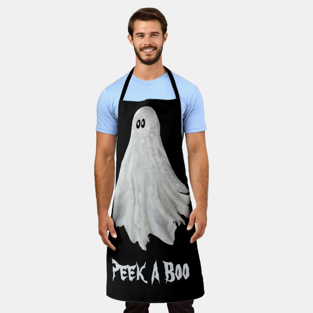 Funny Ghost Of Halloween Past Drawing Apron (Worn)