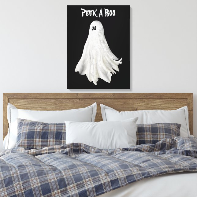 Funny Ghost Of Halloween Past Drawing Canvas Print (Insitu(Bedroom))