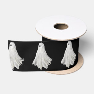 Funny Ghost Of Halloween Past Drawing Satin Ribbon