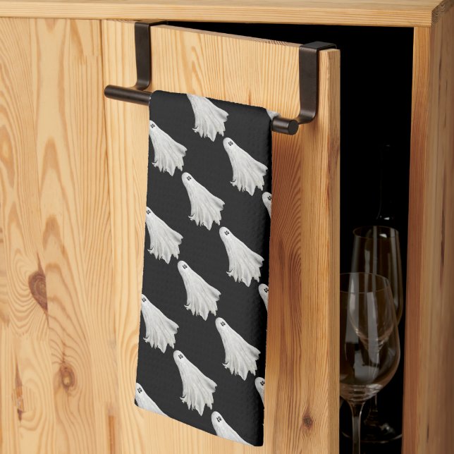 Funny Ghost Of Halloween Past Drawing Tea Towel (Thirds Fold)