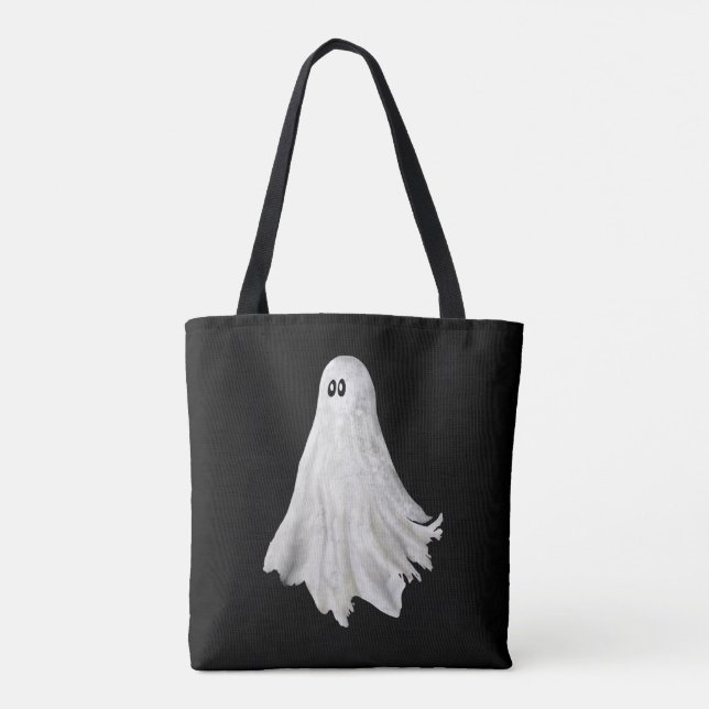 Funny Ghost Of Halloween Past Drawing Tote Bag (Back)