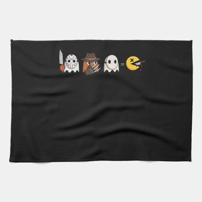 Funny ghost parody of Halloween gamers Tea Towel (Horizontal)