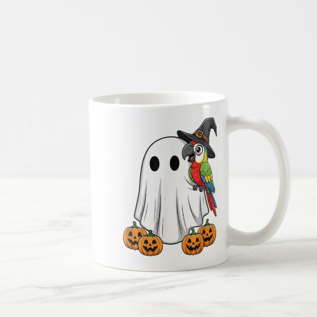 Funny Ghost Parrot Pumpkin Halloween Kids Mens Wom Coffee Mug (Right)