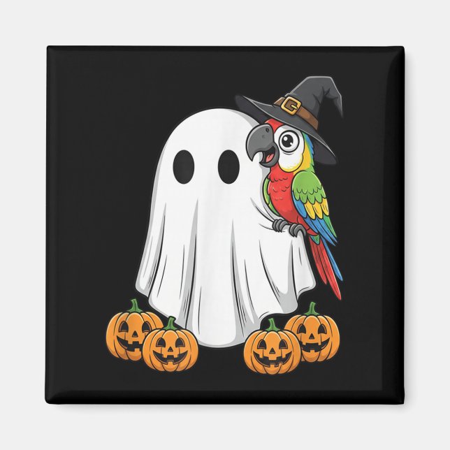 Funny Ghost Parrot Pumpkin Halloween Kids Mens Wom Magnet (Front)