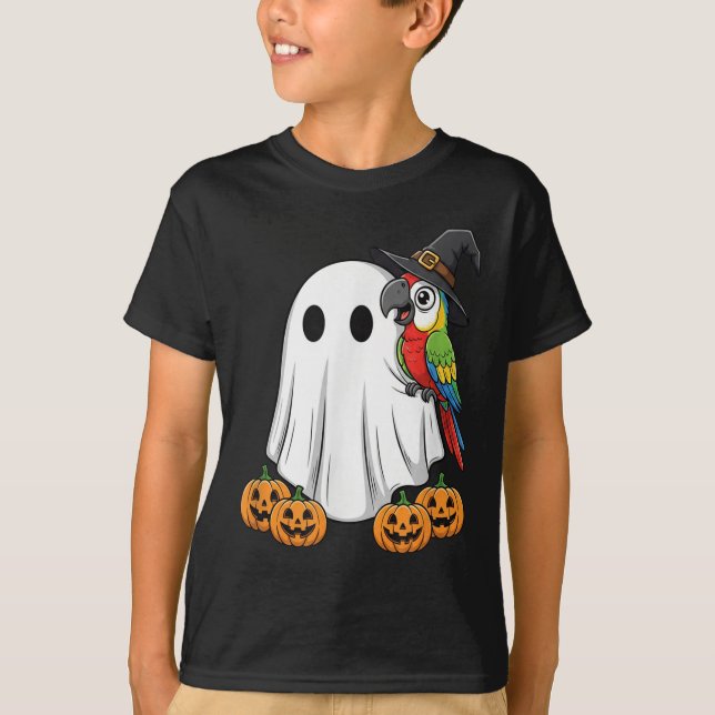 Funny Ghost Parrot Pumpkin Halloween Kids Mens Wom T-Shirt (Front)