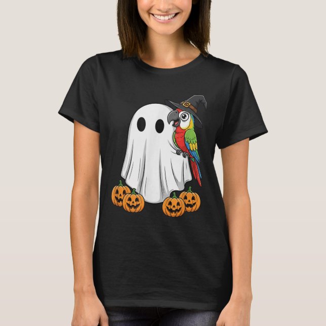 Funny Ghost Parrot Pumpkin Halloween Kids Mens Wom T-Shirt (Front)