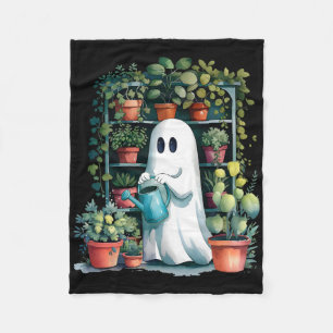 Funny Ghost Plants Spooky Season Trick Or Treat Ha Fleece Blanket