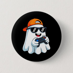 Funny Ghost Playing Video Game Halloween Gaming Bo 6 Cm Round Badge