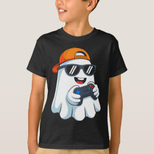 Funny Ghost Playing Video Game Halloween Gaming Bo T-Shirt