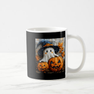Funny Ghost Pumpkin Cute Halloween Patchwork Art  Coffee Mug