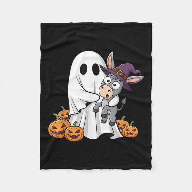 Funny Ghost Pumpkin Halloween Kids Mens Womens  Fleece Blanket (Front)