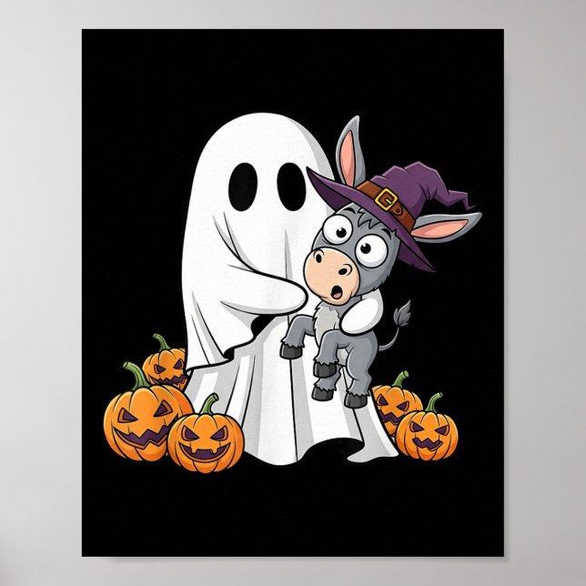 Funny Ghost Pumpkin Halloween Kids Mens Womens  Poster (Front)
