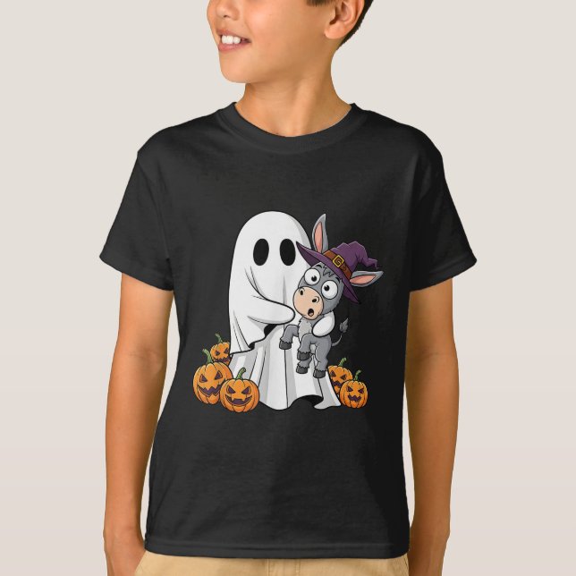 Funny Ghost Pumpkin Halloween Kids Mens Womens  T-Shirt (Front)