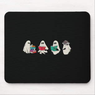 Funny Ghost Reading Books Cute Spooky Halloween Bo Mouse Mat