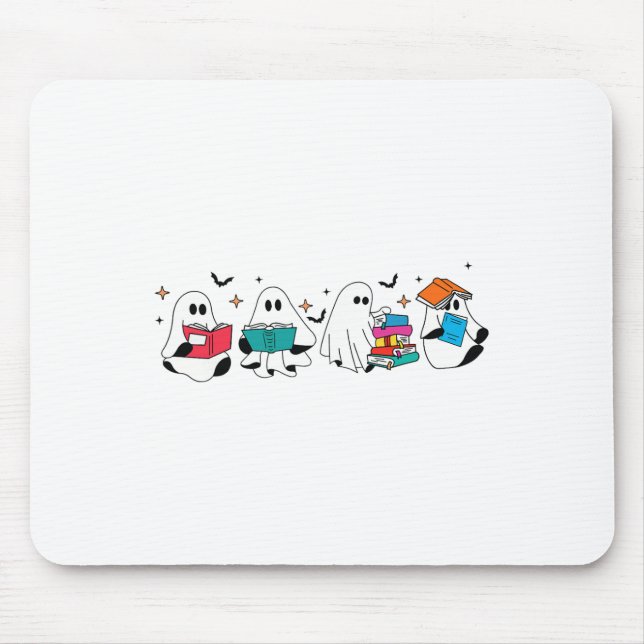 Funny Ghost Reading Books Teacher Halloween Spooky Mouse Mat (Front)
