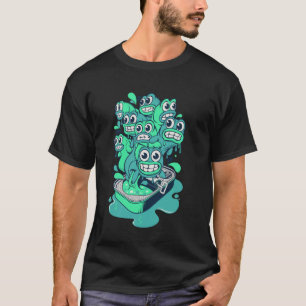 Funny Ghost Sardines Can Sticker Cartoon Fish Food T-Shirt