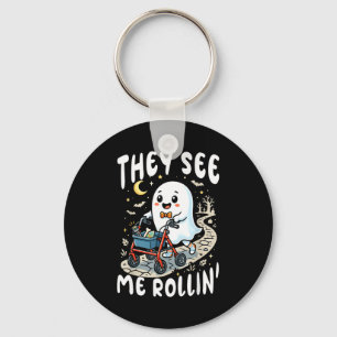 Funny ghost see rollin physical therapy halloween key ring