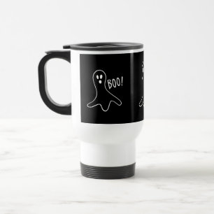 funny ghost shouting boo halloween graphics design travel mug