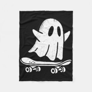 Funny Ghost Skateboarding Lazy Halloween Costume G Fleece Blanket