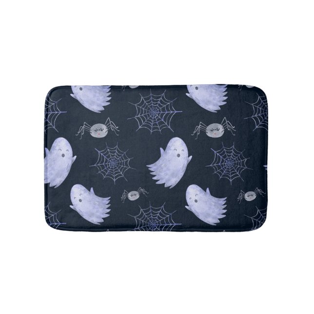 Funny Ghost Spider Halloween Pattern. Bath Mat (Front)