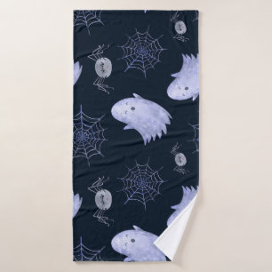 Funny Ghost Spider Halloween Pattern. Bath Towel