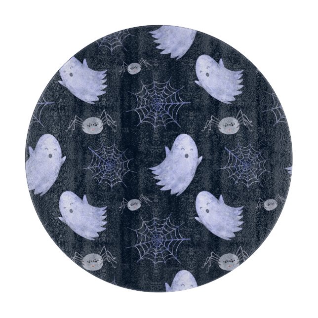 Funny Ghost Spider Halloween Pattern. Cutting Board (Front)