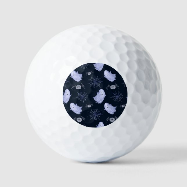 Funny Ghost Spider Halloween Pattern. Golf Balls (Front)