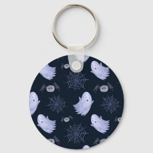 Funny Ghost Spider Halloween Pattern. Key Ring