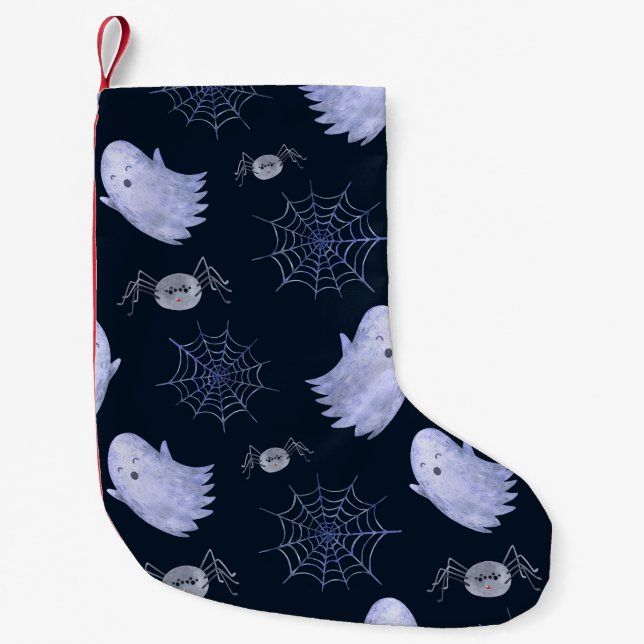 Funny Ghost Spider Halloween Pattern. Small Christmas Stocking (Front)