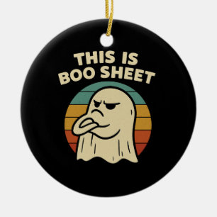 Funny Ghost "This Is Boo Sheet" Retro Halloween Ceramic Tree Decoration