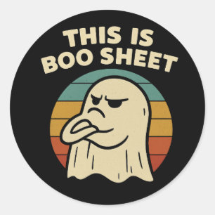 Funny Ghost "This Is Boo Sheet" Retro Halloween Classic Round Sticker