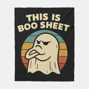 Funny Ghost "This Is Boo Sheet" Retro Halloween Fleece Blanket