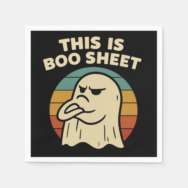 Funny Ghost "This Is Boo Sheet" Retro Halloween Napkin (Front)