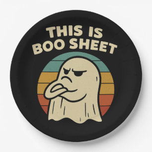 Funny Ghost "This Is Boo Sheet" Retro Halloween Paper Plate