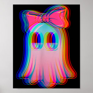 Funny Ghost Trippy Vaporwave Halloween Techno Rave Poster