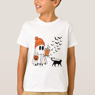 Funny Ghost Walking Cat Ghost Cat Halloween Spooky T-Shirt