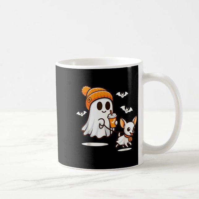 Funny Ghost Walking Chihuahua Dog Halloween Women  Coffee Mug (Right)