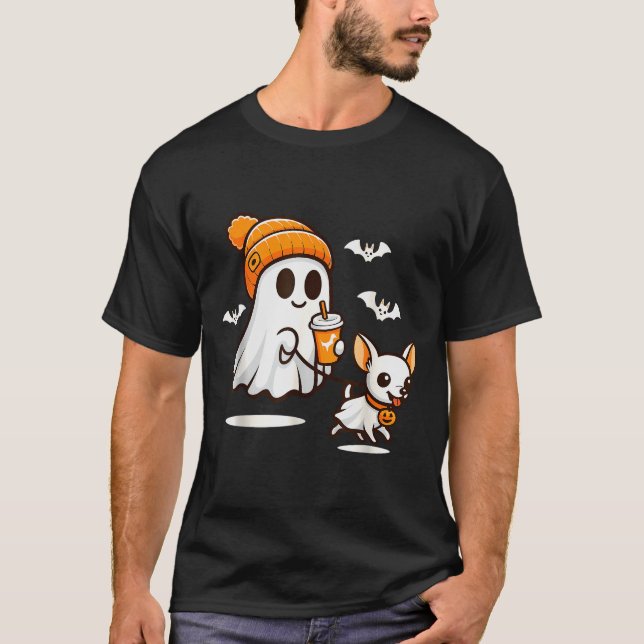 Funny Ghost Walking Chihuahua Dog Halloween Women  T-Shirt (Front)