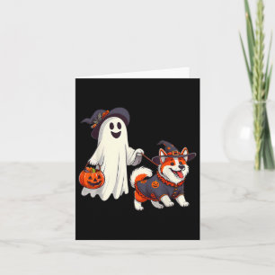 Funny Ghost Walking Dog Ghost Dog Halloween Night Card