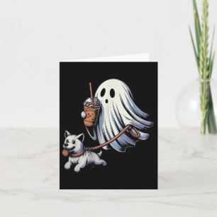 Funny Ghost Walking Dog Ghost Dog Halloween Night Card