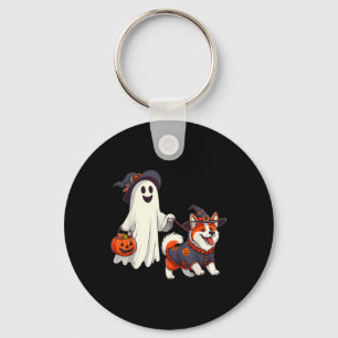 Funny Ghost Walking Dog Ghost Dog Halloween Night Key Ring