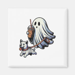 Funny Ghost Walking Dog Ghost Dog Halloween Night Magnet