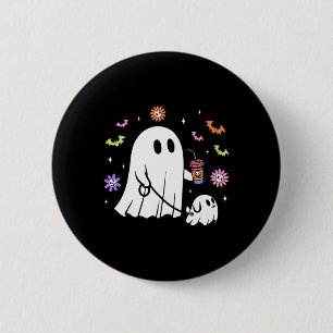 Funny Ghost Walking Dog Spooky Ghost Coffee Hallow 6 Cm Round Badge