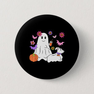 Funny Ghost Walking Dog Spooky Ghost Coffee Hallow 6 Cm Round Badge