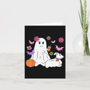 Funny Ghost Walking Dog Spooky Ghost Coffee Hallow Card